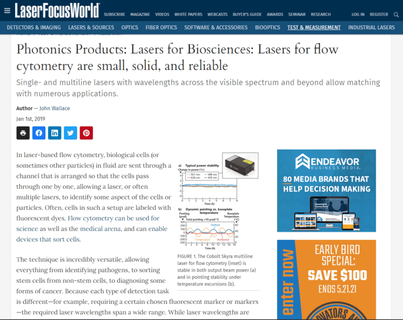 Single and multi-line lasers for flow cytometry - HÜBNER Photonics