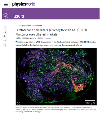 Link to article in Physics World on VAL femtosecond lasers