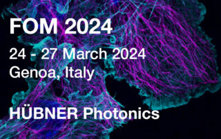 white text FOM 2024 24 - 27 march 2024 genoa, italy hubner photonics